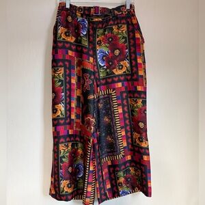 Joie Wide Leg Crop Pull On Pant Patchwork Mixed Media Flowy Art Teacher Boho Med